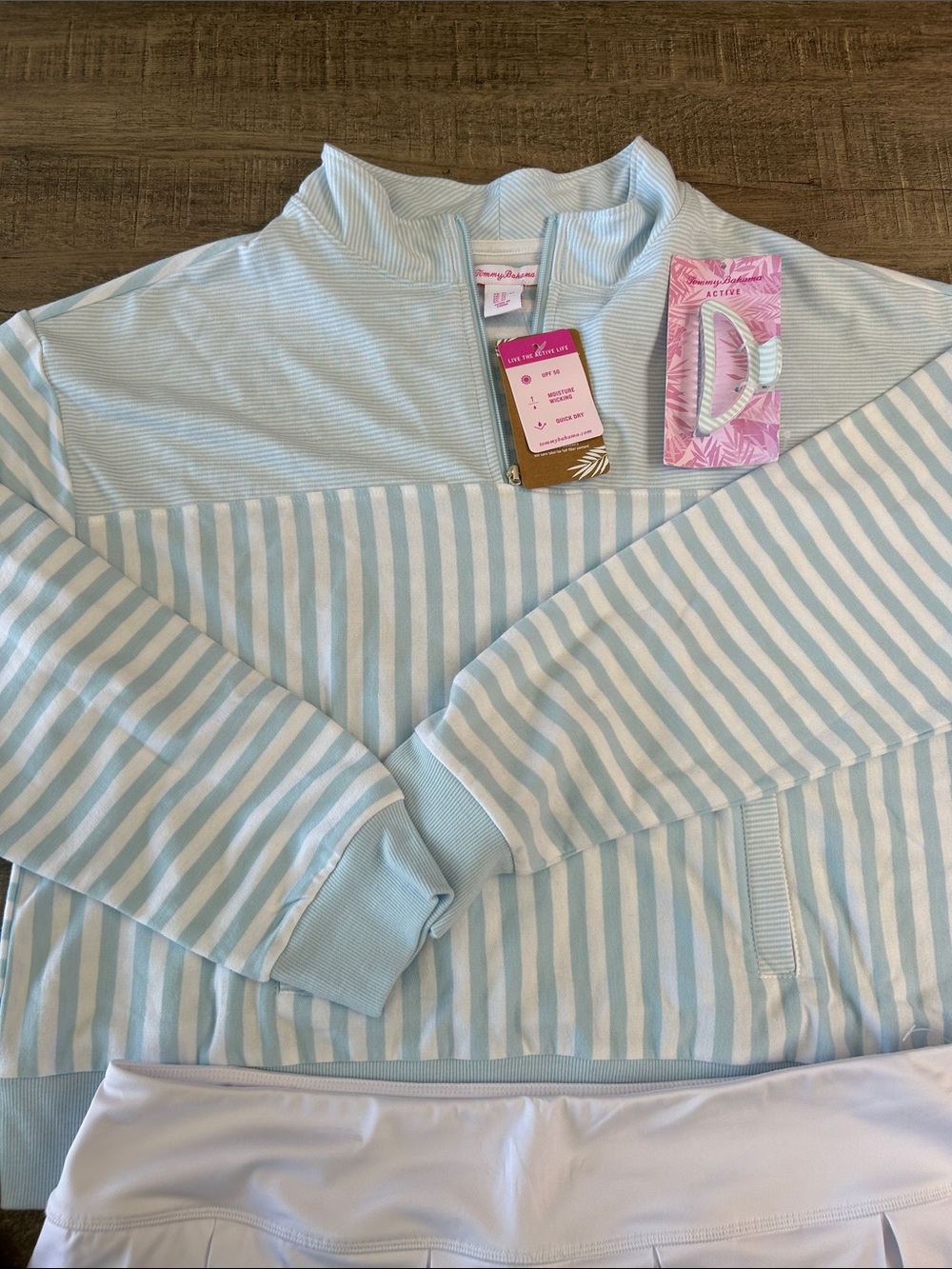 Tommy Bahama Light Blue & White Striped Long-Sleeve Quarter-Zip two piece set - Picture 6 of 6